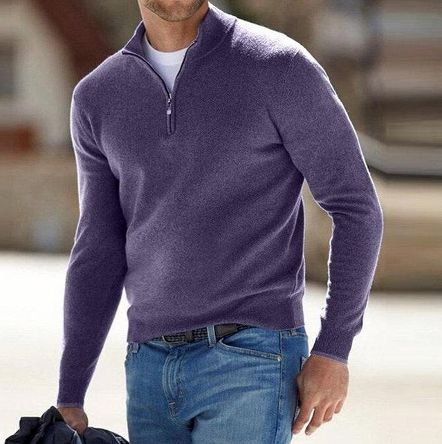 Regular Fit Fine Knit Half Zip Sweater