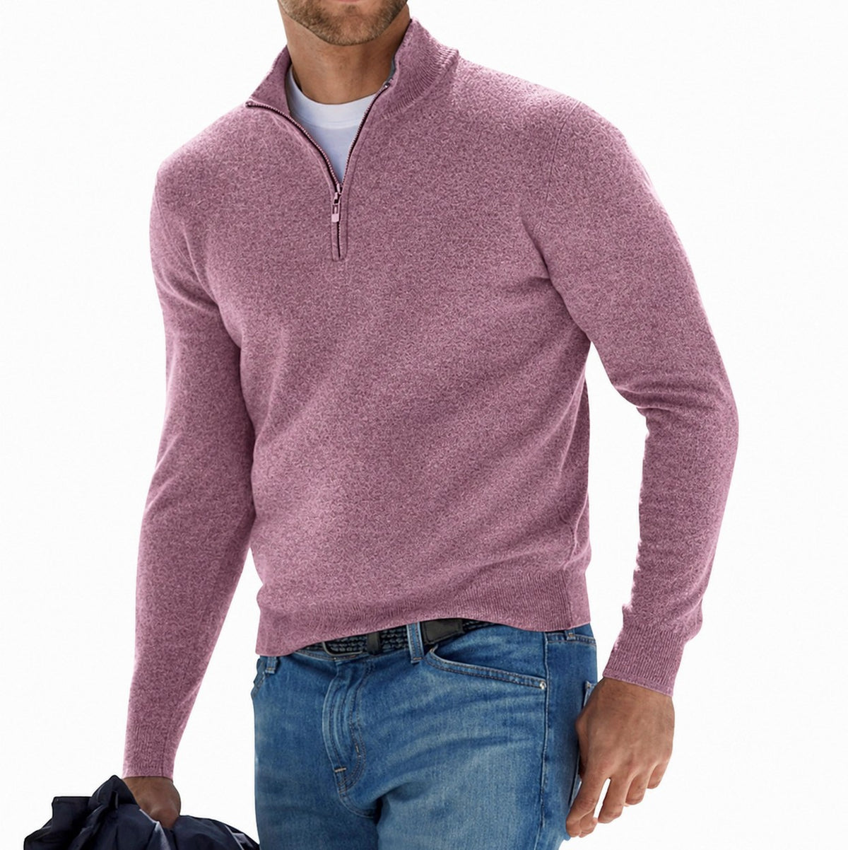 Regular Fit Fine Knit Half Zip Sweater