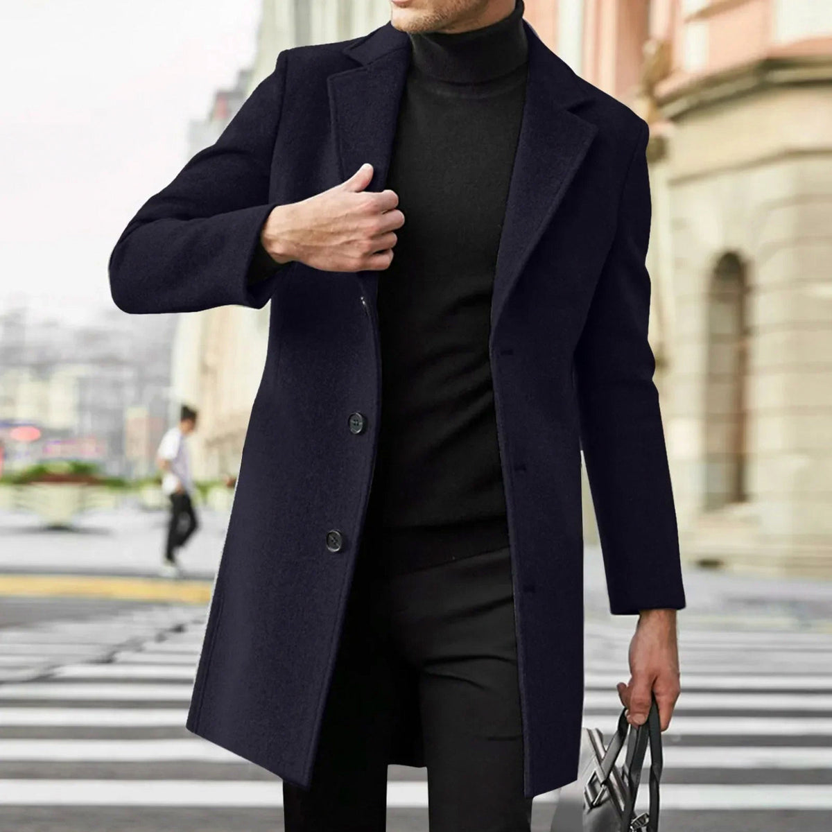 Single Breasted Notch Lapel Overcoat