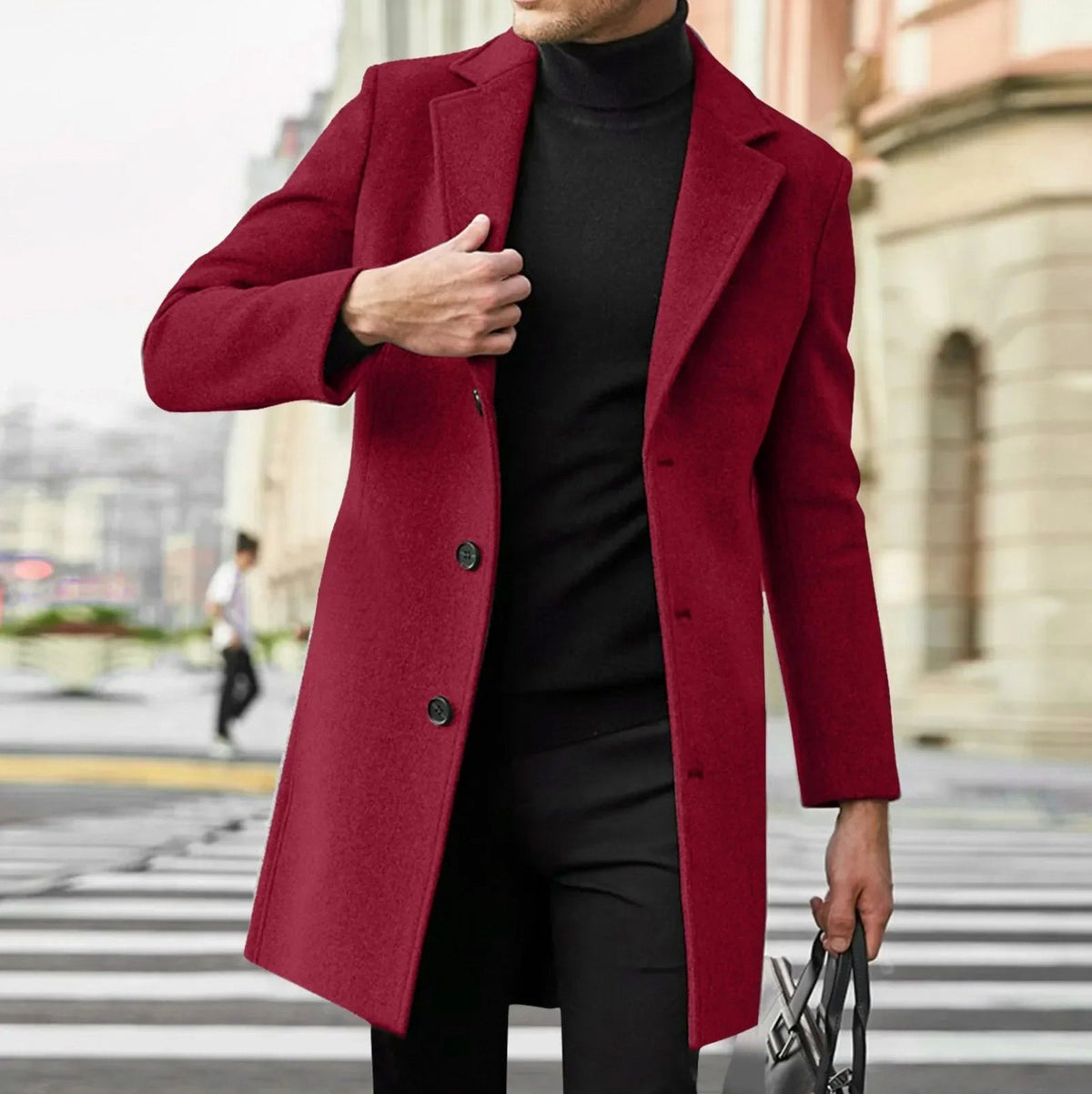 Single Breasted Notch Lapel Overcoat