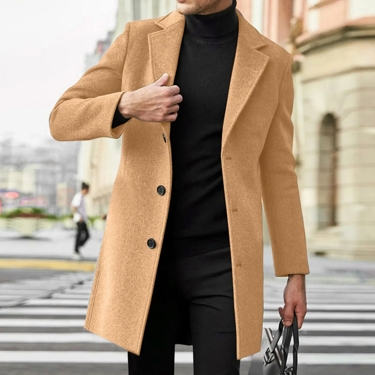 Single Breasted Notch Lapel Overcoat
