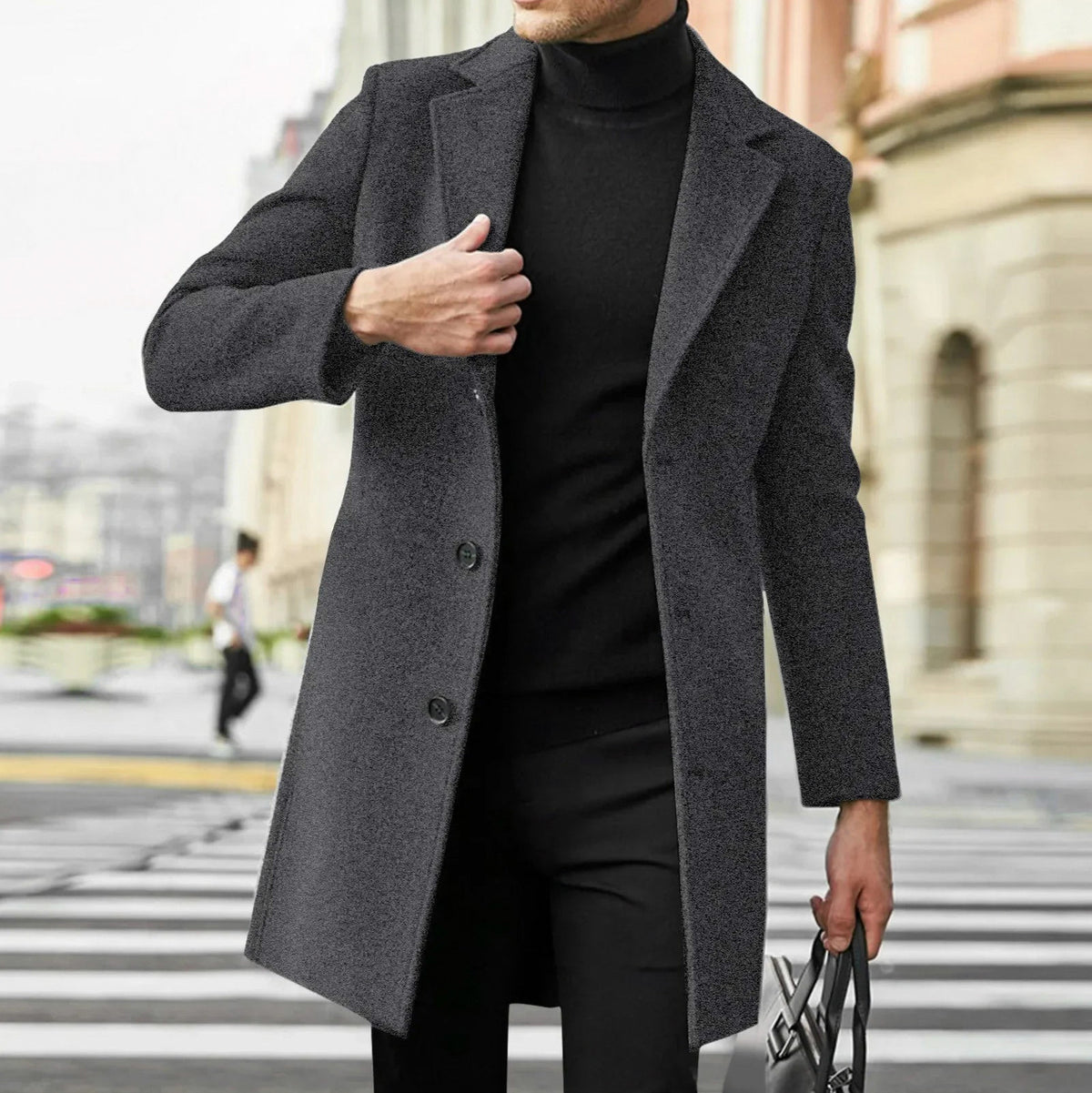 Single Breasted Notch Lapel Overcoat