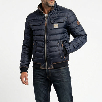 Quilted Stand Collar Bomber Jacket