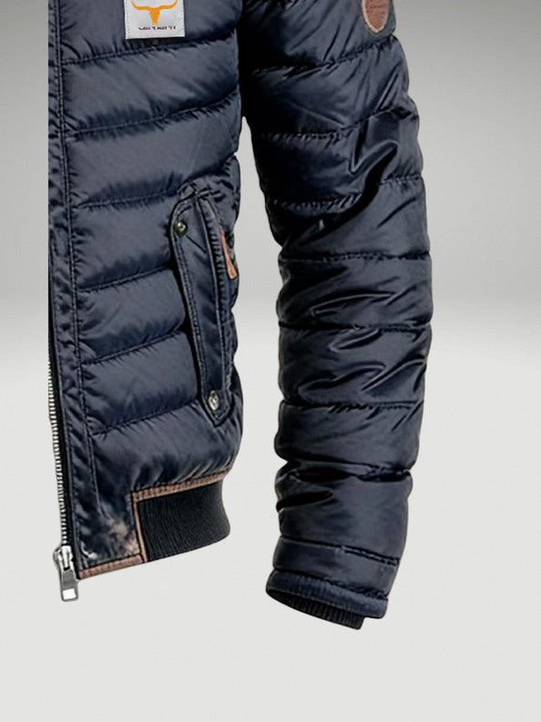 Quilted Stand Collar Bomber Jacket