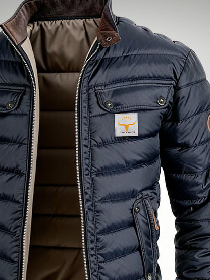 Quilted Stand Collar Bomber Jacket