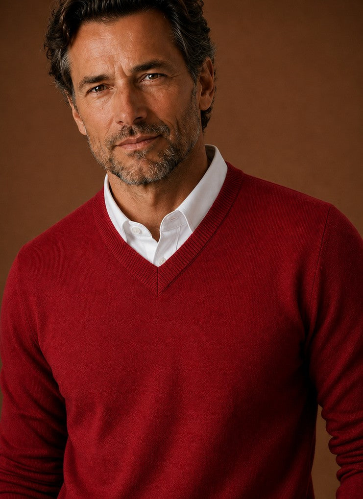 Regular Fit V Neck Knit Sweater
