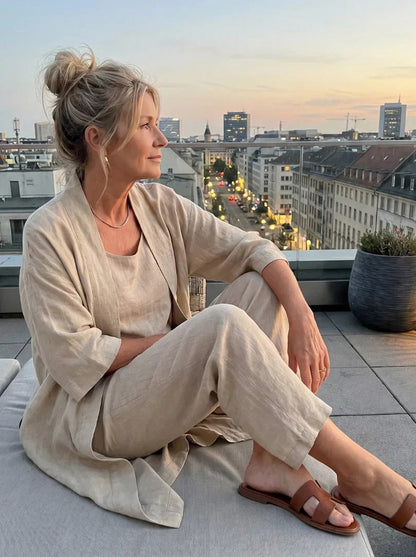 Relaxed Cardigan and Wide Leg Matching Set