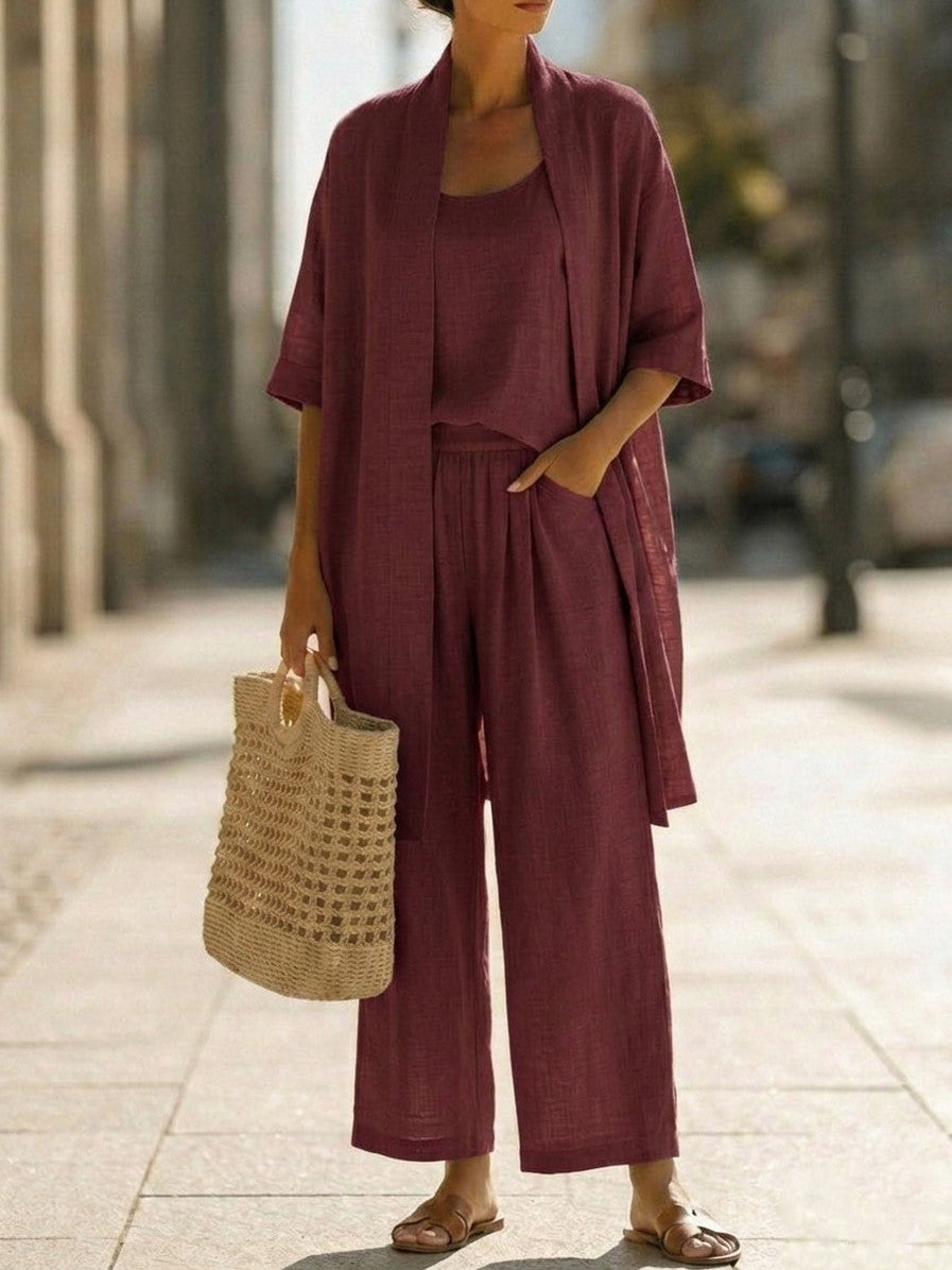 Relaxed Cardigan and Wide Leg Matching Set
