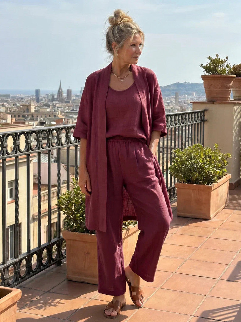 Relaxed Cardigan and Wide Leg Matching Set