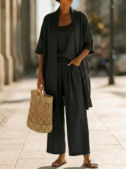 Relaxed Cardigan and Wide Leg Matching Set