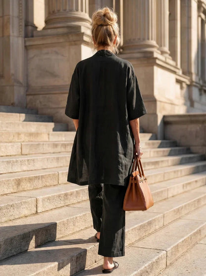 Relaxed Cardigan and Wide Leg Matching Set
