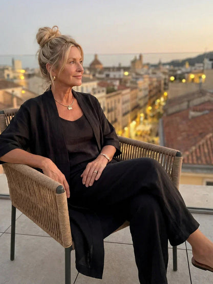 Relaxed Cardigan and Wide Leg Matching Set