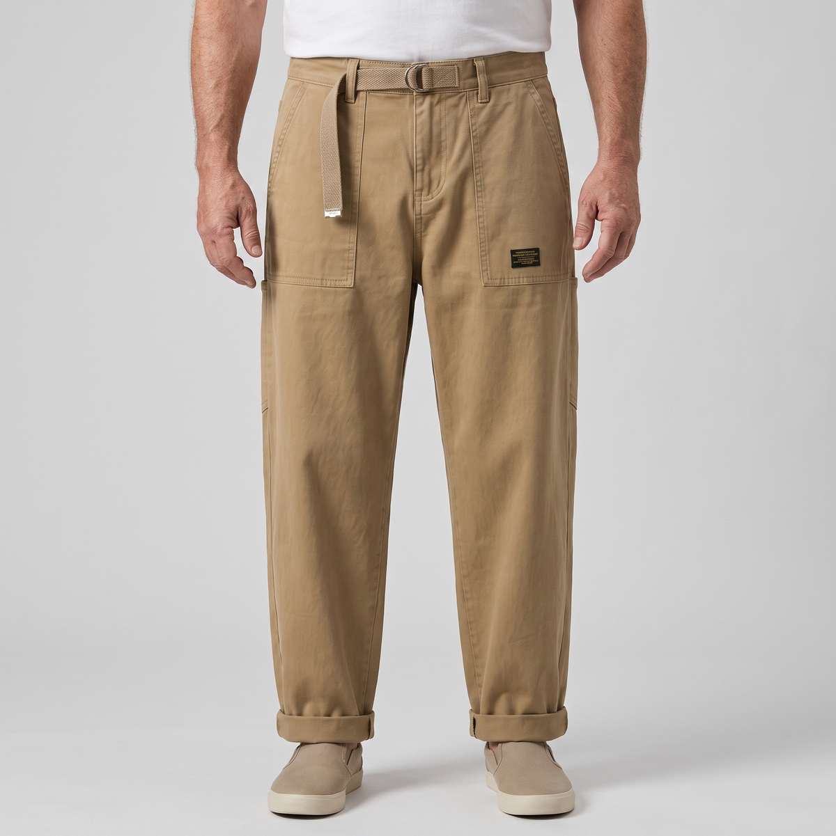 Relaxed Fit Belted Cargo Pants