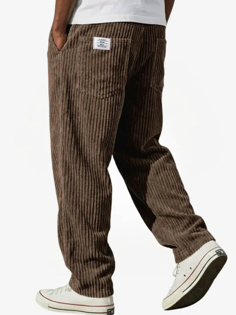 Relaxed Fit Corduroy Drawstring Pants