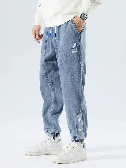 Relaxed Fit Denim Paneled Joggers