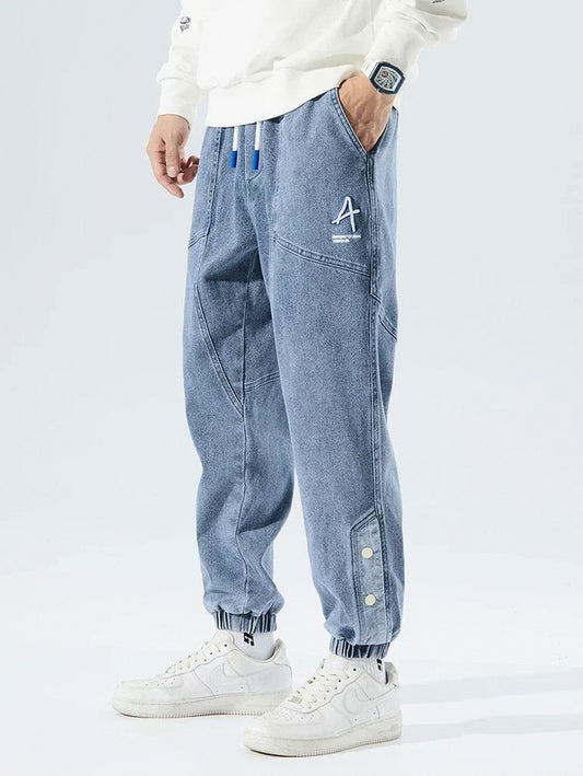 Relaxed Fit Denim Paneled Joggers
