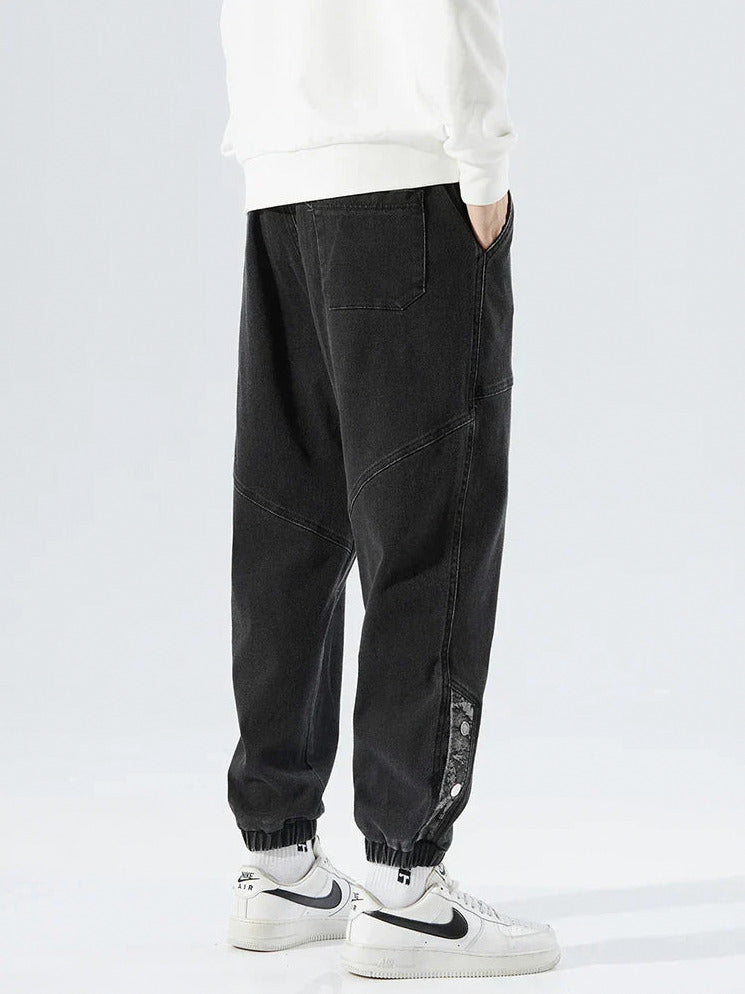 Relaxed Fit Denim Paneled Joggers