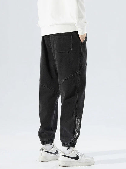 Relaxed Fit Denim Paneled Joggers