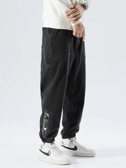 Relaxed Fit Denim Paneled Joggers