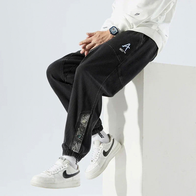Relaxed Fit Denim Paneled Joggers