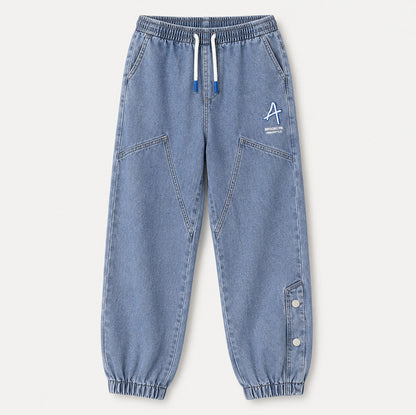 Relaxed Fit Denim Paneled Joggers
