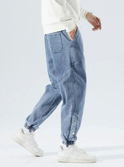 Relaxed Fit Denim Paneled Joggers