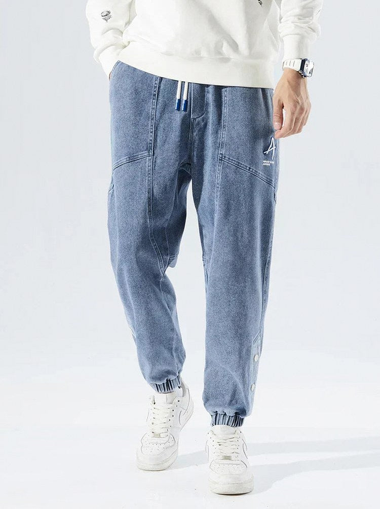 Relaxed Fit Denim Paneled Joggers