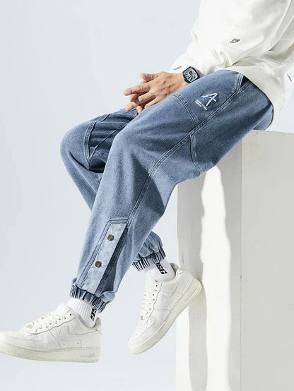 Relaxed Fit Denim Paneled Joggers