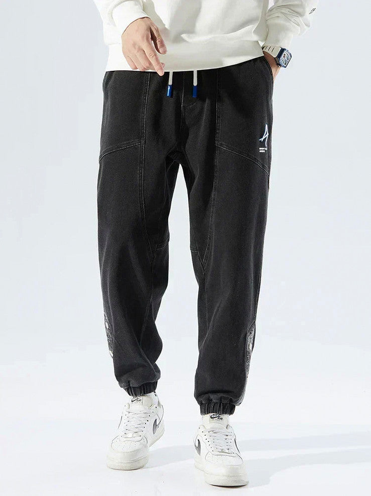 Relaxed Fit Denim Paneled Joggers