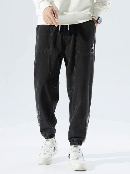 Relaxed Fit Denim Paneled Joggers