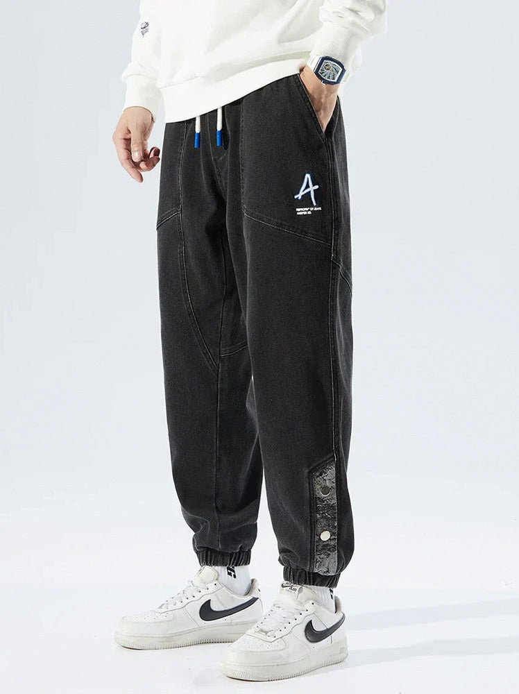 Relaxed Fit Denim Paneled Joggers