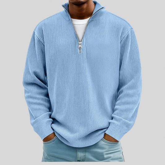 Relaxed Fit Ribbed Half Zip Sweater