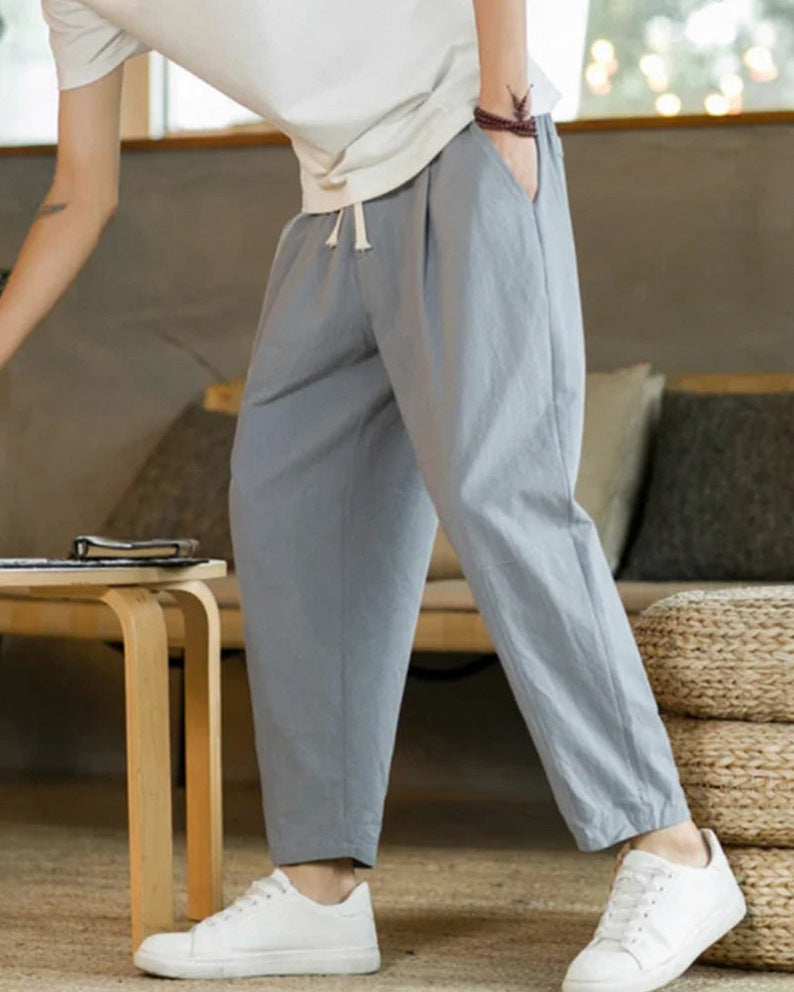 Relaxed Fit Pleated Drawstring Pants