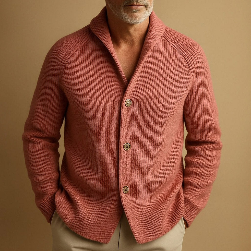 Ribbed Knit Button Front Cardigan