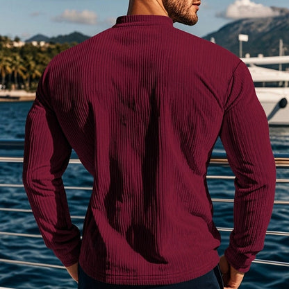 Ribbed Knit Long Sleeve Henley