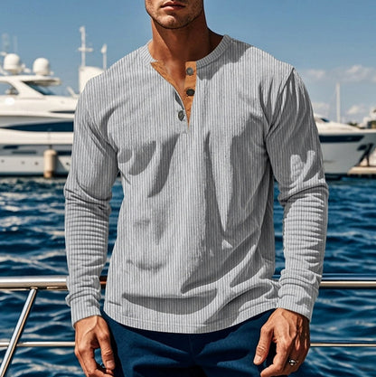 Ribbed Knit Long Sleeve Henley