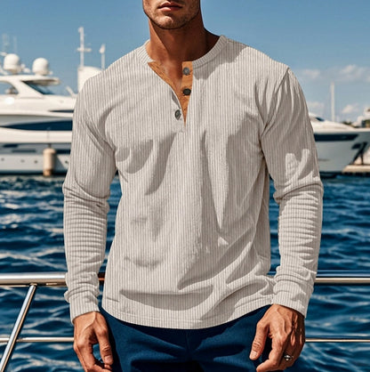 Ribbed Knit Long Sleeve Henley