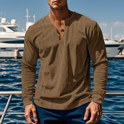 Ribbed Knit Long Sleeve Henley
