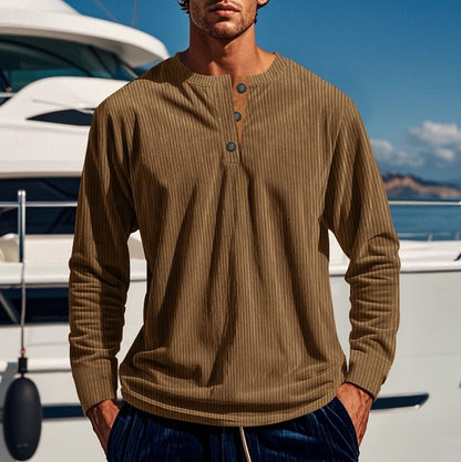 Ribbed Knit Long Sleeve Henley