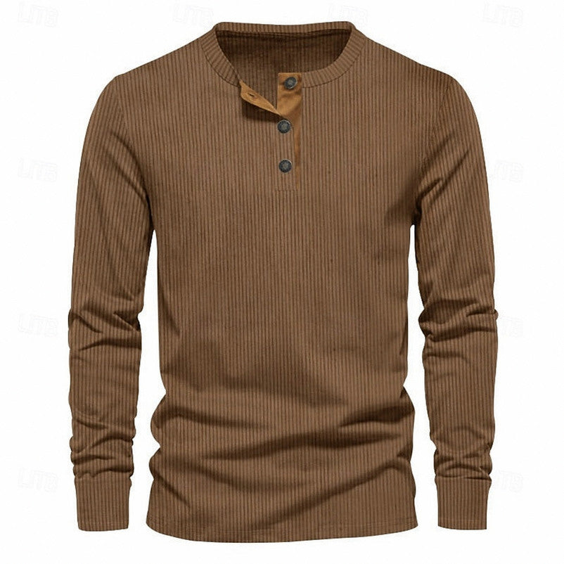 Ribbed Knit Long Sleeve Henley