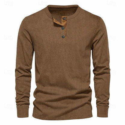 Ribbed Knit Long Sleeve Henley