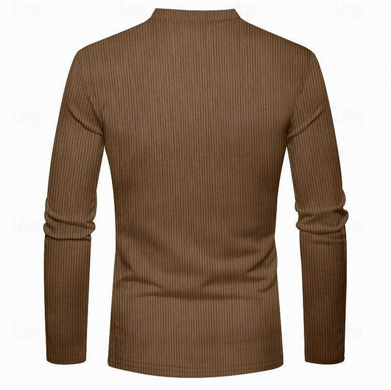 Ribbed Knit Long Sleeve Henley