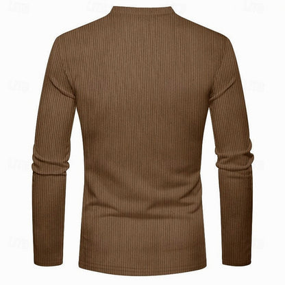 Ribbed Knit Long Sleeve Henley