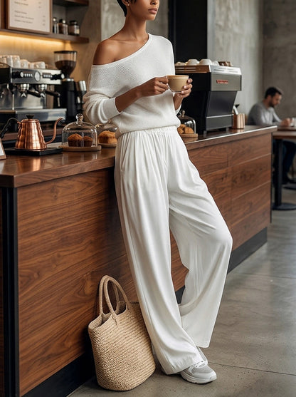 Ribbed Knit Off Shoulder Sweater