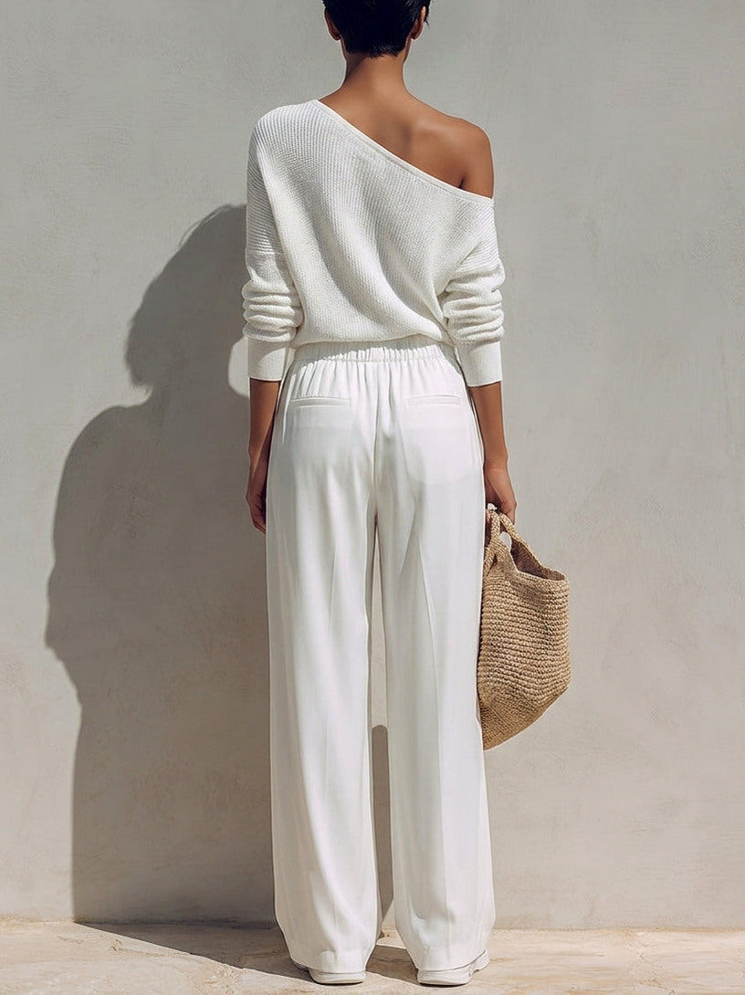 Ribbed Knit Off Shoulder Sweater