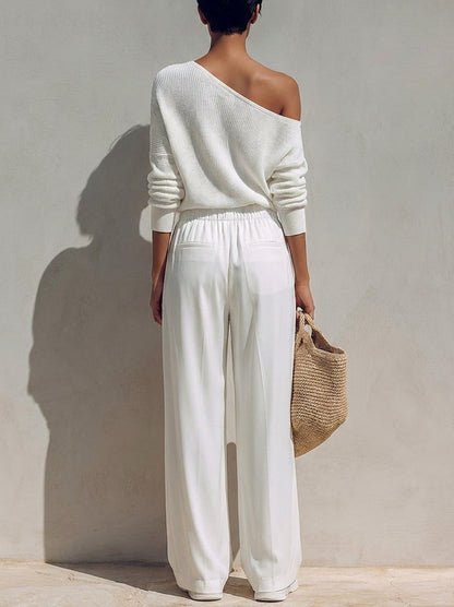 Ribbed Knit Off Shoulder Sweater