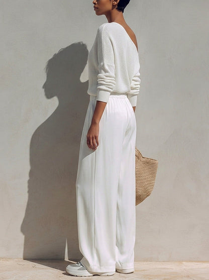 Ribbed Knit Off Shoulder Sweater