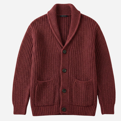 Ribbed Shawl Collar Knit Cardigan