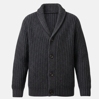Ribbed Shawl Collar Knit Cardigan