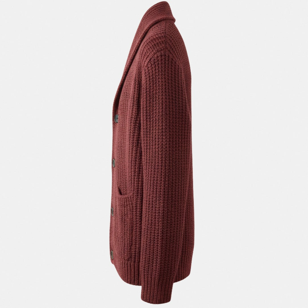 Ribbed Shawl Collar Knit Cardigan